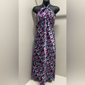 Laundry by Shelli Segal Silk Halter Style Maxi Dress